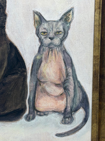 Five Cats Pastel Drawing In The Manner Of Louis Wain – The Curious Quintet
