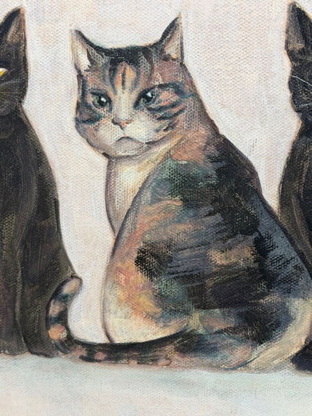 Five Cats Pastel Drawing In The Manner Of Louis Wain – The Curious Quintet