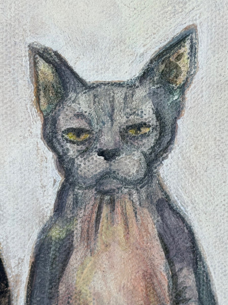 Five Cats Pastel Drawing In The Manner Of Louis Wain – The Curious Quintet