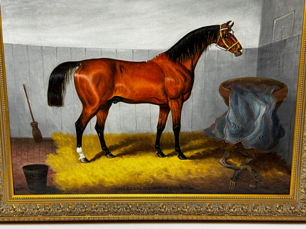c1840 Victorian Horse Oil Portrait  William The Conqueror In Stable by Samuel Spode