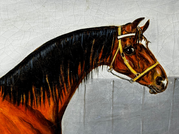 c1840 Victorian Horse Oil Portrait  William The Conqueror In Stable by Samuel Spode