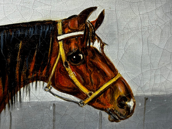 c1840 Victorian Horse Oil Portrait  William The Conqueror In Stable by Samuel Spode