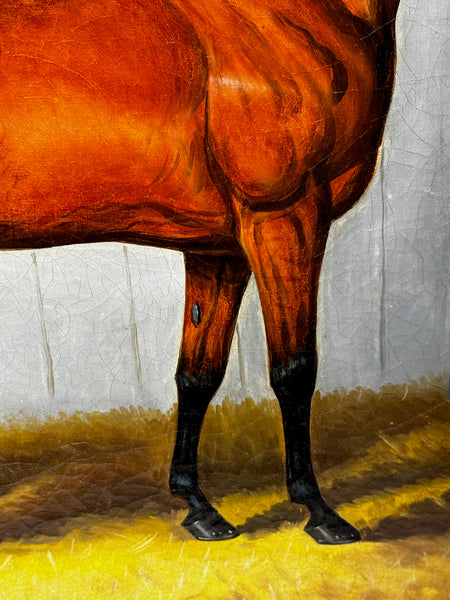 c1840 Victorian Horse Oil Portrait  William The Conqueror In Stable by Samuel Spode