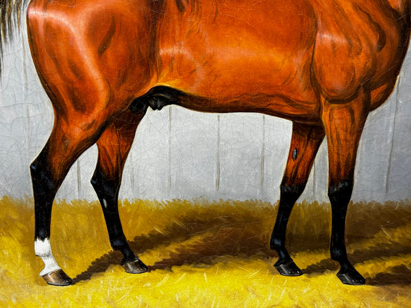 c1840 Victorian Horse Oil Portrait  William The Conqueror In Stable by Samuel Spode