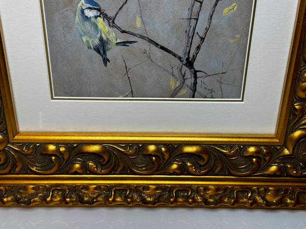 Victorian Painting Apple Blossom And Eurasian Blue Tit by Arthur Wardle