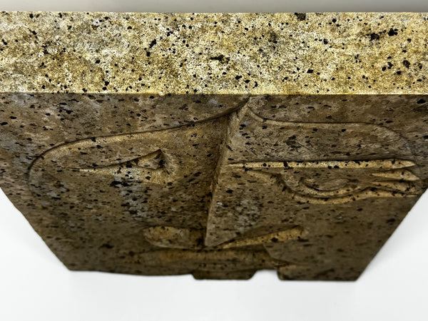 Modernist Cubist Stone Face Relief Sculpture In the Manner of Picasso & John Milne School