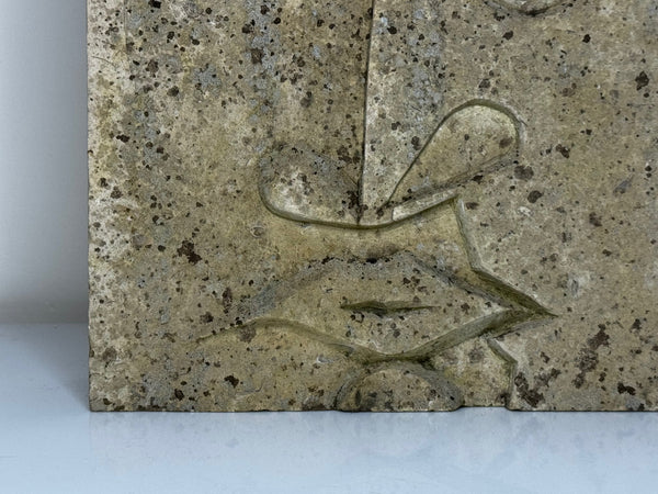 Modernist Cubist Stone Face Relief Sculpture In the Manner of Picasso & John Milne School
