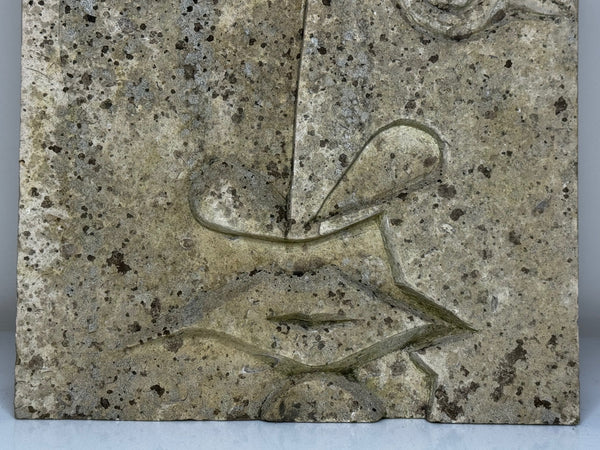 Modernist Cubist Stone Face Relief Sculpture In the Manner of Picasso & John Milne School