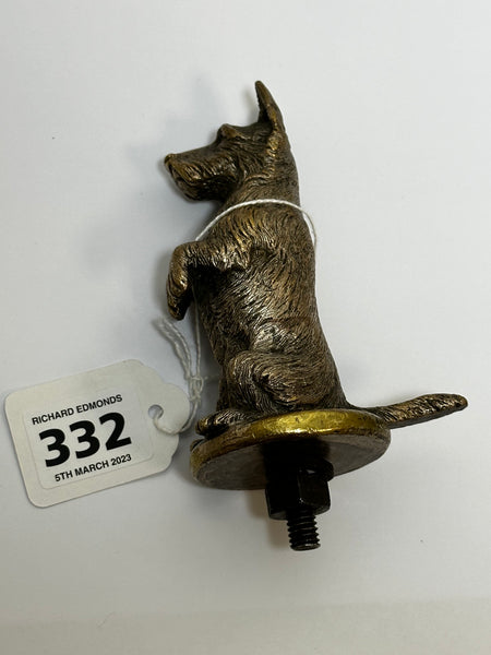 Asprey of London Rare 1920s Bronze Begging Scottie Dog Motor Car Radiator Mascot