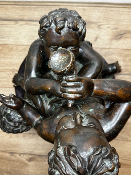 Grand Tour French Bronze Call of the Triton Conch Sea Putti After Claude Michel Clodion c.1820