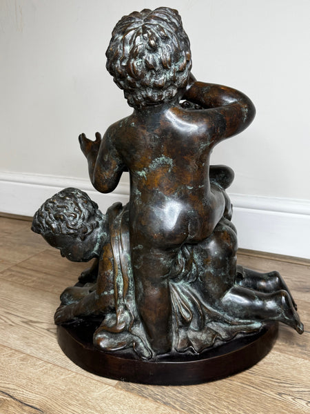 Grand Tour French Bronze Call of the Triton Conch Sea Putti After Claude Michel Clodion c.1820