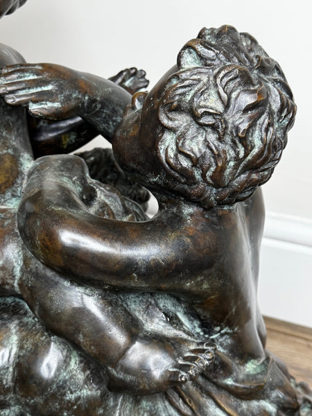 Grand Tour French Bronze Call of the Triton Conch Sea Putti After Claude Michel Clodion c.1820