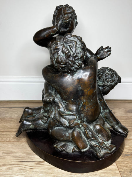 Grand Tour French Bronze Call of the Triton Conch Sea Putti After Claude Michel Clodion c.1820