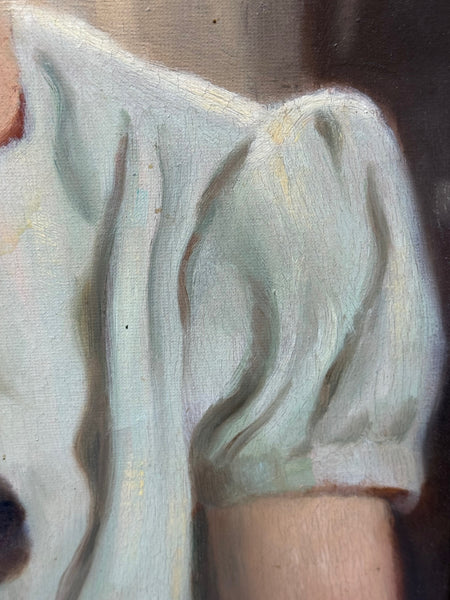 Oil Painting Mary with Cairn Terriers In the Manner of Sir Harrington Mann C1940