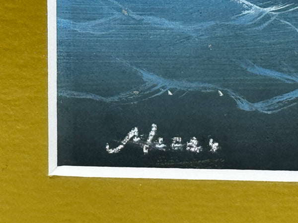 Colonial Marine Painting Inbound Junk Sailing Boat at the Mouth of the Pearl River, Hong Kong c1914