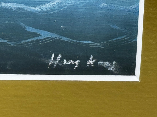 Colonial Marine Painting Inbound Junk Sailing Boat at the Mouth of the Pearl River, Hong Kong c1914