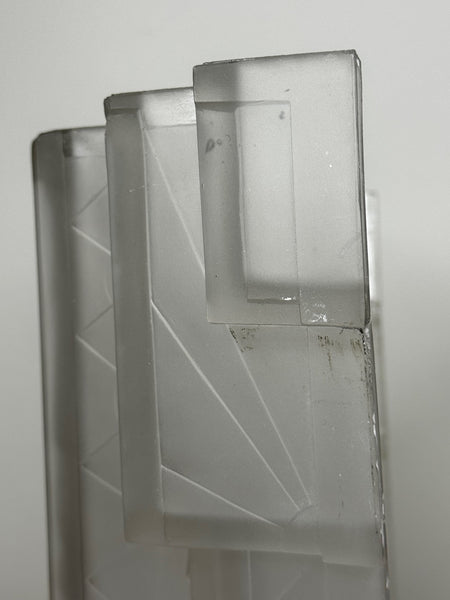 Pair Art Deco Skyscraper Glass Wall Appliqué Sconces in the Manner Of Marius-Ernest Sabino