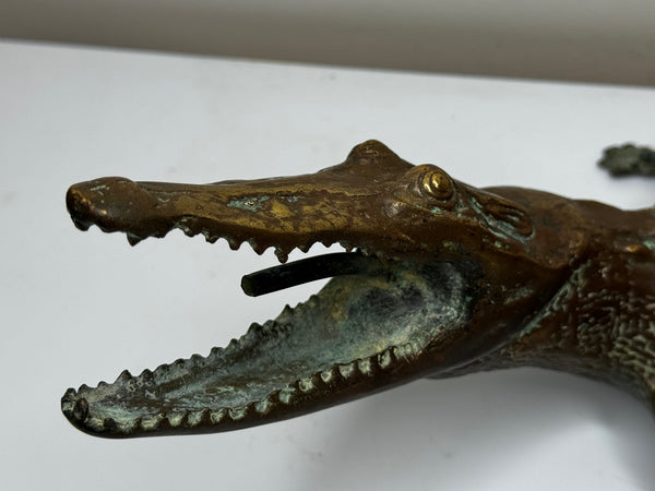 French Antique Bronze Crocodile Fountain Head Water Feature In the manner of Antoine-Louis Barye, c.1920