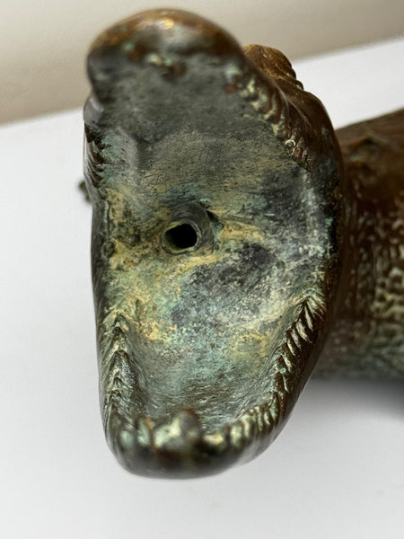 French Antique Bronze Crocodile Fountain Head Water Feature In the manner of Antoine-Louis Barye, c.1920