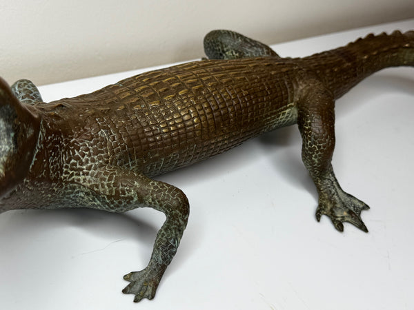 French Antique Bronze Crocodile Fountain Head Water Feature In the manner of Antoine-Louis Barye, c.1920