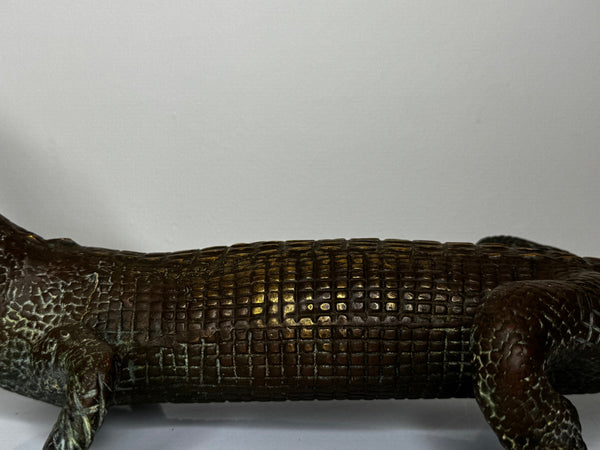 French Antique Bronze Crocodile Fountain Head Water Feature In the manner of Antoine-Louis Barye, c.1920