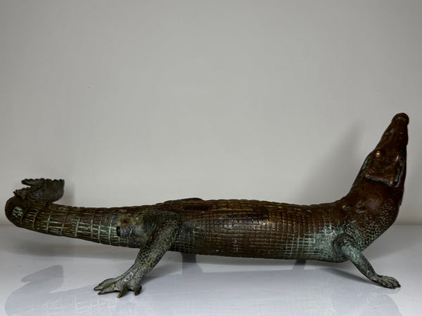 French Antique Bronze Crocodile Fountain Head Water Feature In the manner of Antoine-Louis Barye, c.1920