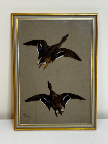 Victorian Painting Game Birds Two Ducks Flying Away By Thomas Blinks