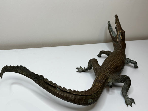 French Antique Bronze Crocodile Fountain Head Water Feature In the manner of Antoine-Louis Barye, c.1920