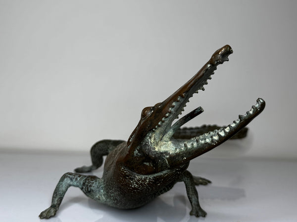 French Antique Bronze Crocodile Fountain Head Water Feature In the manner of Antoine-Louis Barye, c.1920