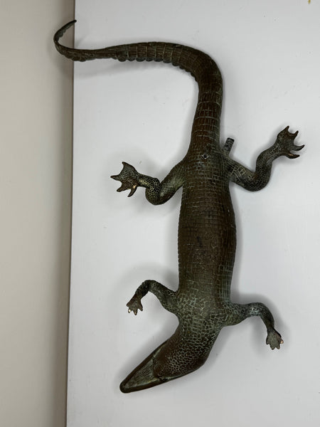 French Antique Bronze Crocodile Fountain Head Water Feature In the manner of Antoine-Louis Barye, c.1920