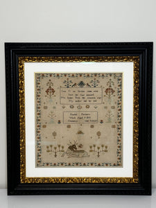 William IV Stag Looking At Bee Tapestry Sampler By Rachel 1831 Oswestry School