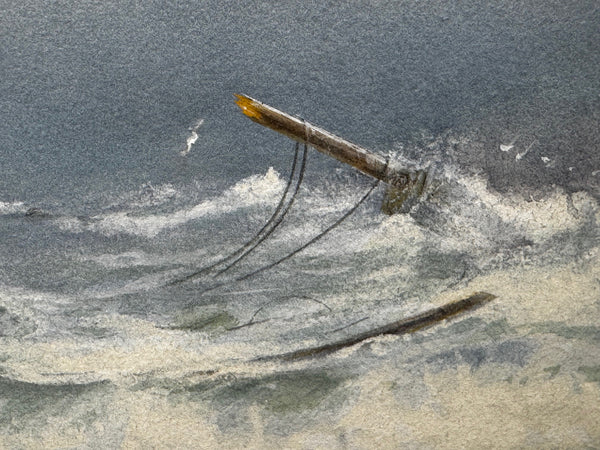 Marine Painting High Tide off Trebarwith Strand Dramatic Cornish Shipwreck Signed by Charles Sim Mottram RBA c1894