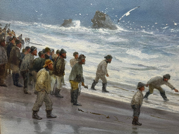 Marine Painting High Tide off Trebarwith Strand Dramatic Cornish Shipwreck Signed by Charles Sim Mottram RBA c1894