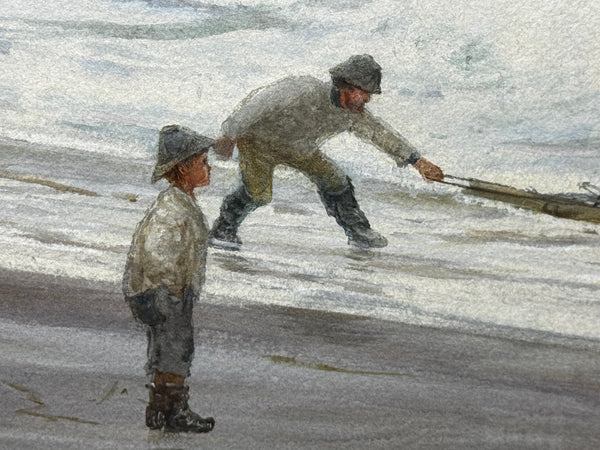 Marine Painting High Tide off Trebarwith Strand Dramatic Cornish Shipwreck Signed by Charles Sim Mottram RBA c1894