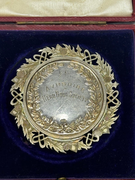 Scottish Agricultural Prize Medal – Ayrshire Herd Book Society Cow & Bull Calf Solid Silver c.1890s