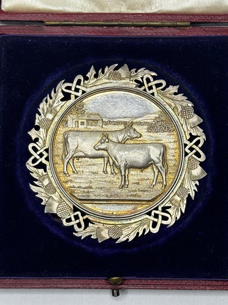 Scottish Agricultural Prize Medal – Ayrshire Herd Book Society Cow & Bull Calf Solid Silver c.1890s