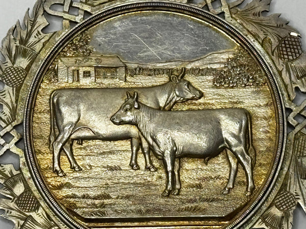 Scottish Agricultural Prize Medal – Ayrshire Herd Book Society Cow & Bull Calf Solid Silver c.1890s