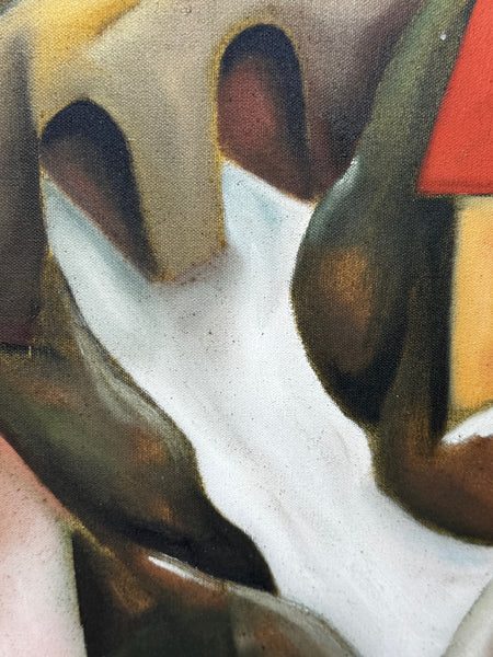 Large Oil Painting After Picasso Cubist-Influenced Hillside Village by Terence Matthew Kane