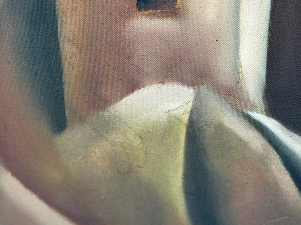 Large Oil Painting After Picasso Cubist-Influenced Hillside Village by Terence Matthew Kane