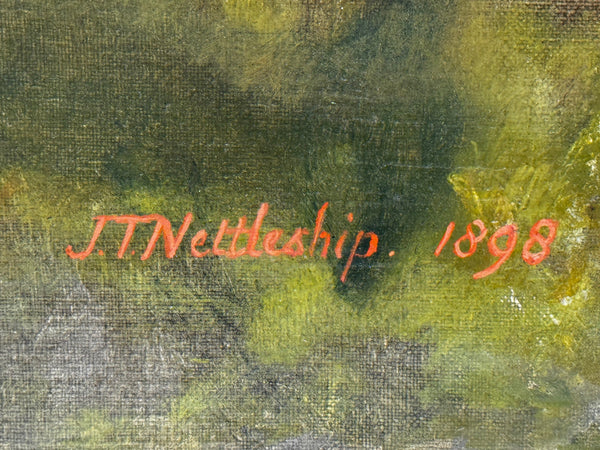 Rare Domestic Dog Oil Portrait by John Trivett. Nettleship — Rough Collie in Landscape