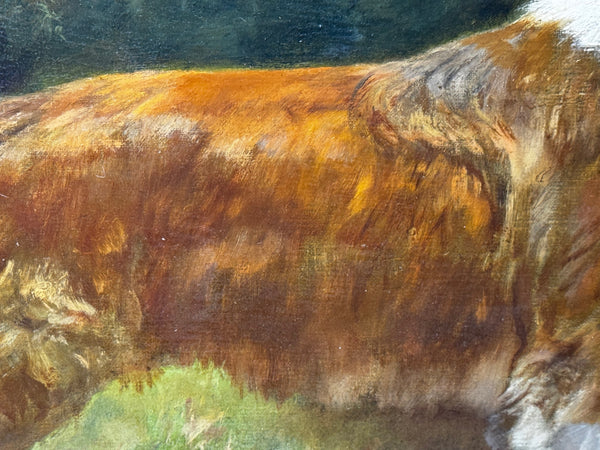 Rare Domestic Dog Oil Portrait by John Trivett. Nettleship — Rough Collie in Landscape