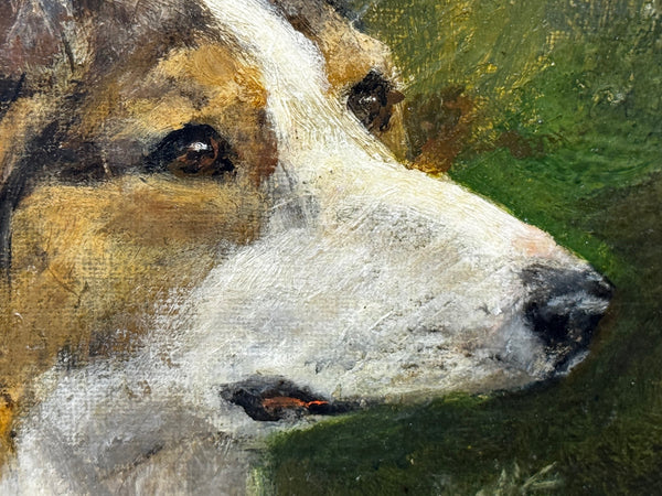 Rare Domestic Dog Oil Portrait by John Trivett. Nettleship — Rough Collie in Landscape