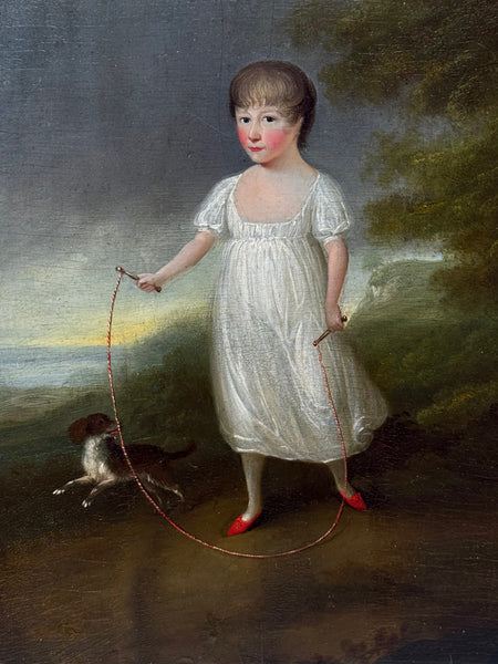 Historical Portrait Louisa Cooke With Her Dog Mr Quiz In The Manner of George Romney C1802