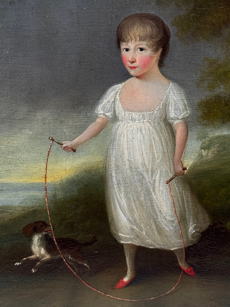 Historical Portrait Louisa Cooke With Her Dog Mr Quiz In The Manner of George Romney C1802