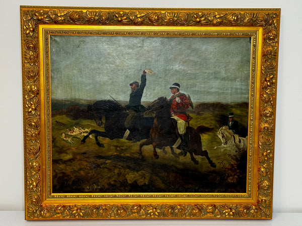 19th Century French Parisian Huntsman Oil Painting With Foxhounds By Guillaume Urban Régamey - Cheshire Antiques Consultant Ltd