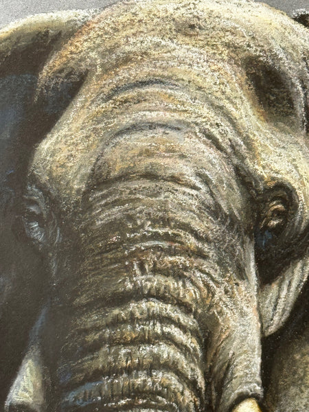 Large Painting African Bull Elephant Kruger National Park Follower Of David Shepherd - Cheshire Antiques Consultant Ltd