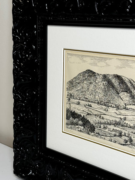 Illustration Drawing Landscape Low Fell Lake District Cumbria by Alfred Wainwright - Cheshire Antiques Consultant Ltd