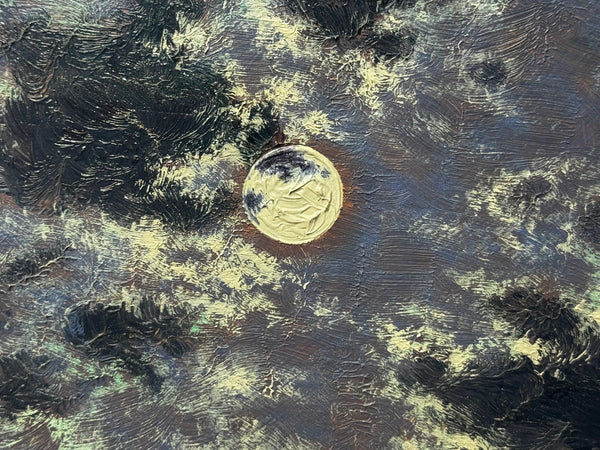 Ships That Pass in the Night — RMS Titanic by Moonlight with RMS Olympic on the Horizon — Oil on Canvas