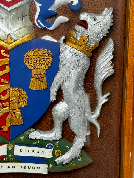 Heraldry Coat Arms Of Chester Plaster Wall Sculpture In Case - Cheshire Antiques Consultant Ltd