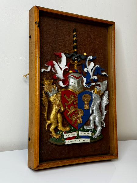 Heraldry Coat Arms Of Chester Plaster Wall Sculpture In Case - Cheshire Antiques Consultant Ltd